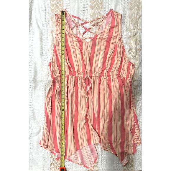 NWT Torrid Plus Challis Babydoll Hanky Hem Top Multi Stripe Pink Orange Size 4x - Picture 5 of 9
